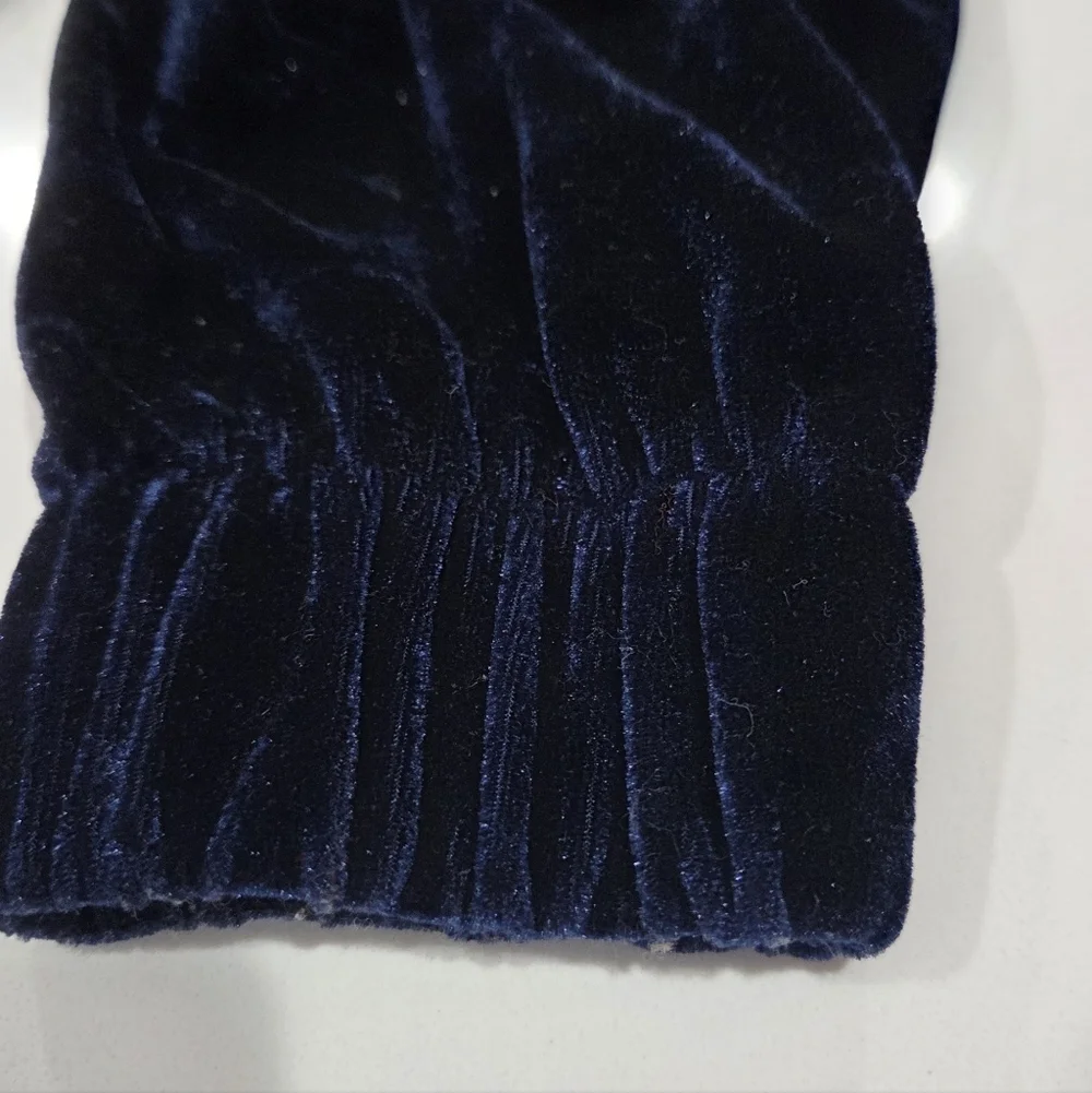 Women's Velvet Jacket in Navy Blue Size Small.